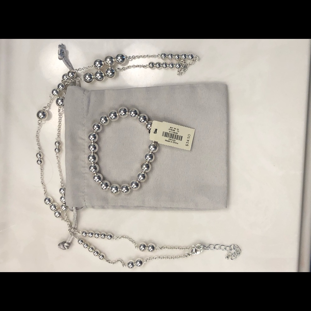 Talbots Silver tone bead necklace and bracelet